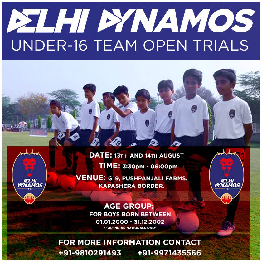 Delhi Dynamos FC to conduct trials for their Under-16 boys teams